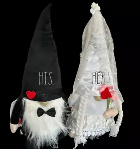 Rae Dunn large gnome couple bride and groom his and hers - Picture 1 of 4