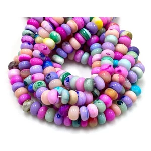 Beautiful Rainbow color shaded opal smooth rondelle beads, 10mm 16" Long Strand - Picture 1 of 5