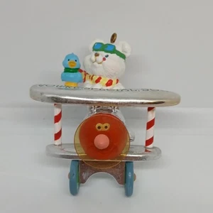 1993 Vintage Son Bear Bird Airplane Ornament Next Stop, North Pole Carlton Cards - Picture 1 of 6