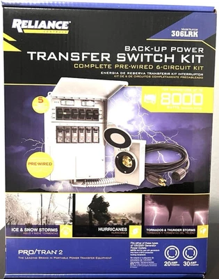 Kit de interruptor de transferencia manual Reliance Back-Up Power 30 amperios ProTran 2 306LRK Foto 1 de 4