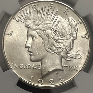 1928 S PEACE DOLLAR NGC MS 61 SMOOTH SILVER LUSTER OVER A DECENT STRIKE, - Picture 1 of 6