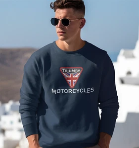Retro Classic English Triumph Motorcycle Biker Premium Quality Sweatshirt - Picture 1 of 8