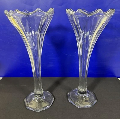1900s United States Glass Co. Portland Vase Pressed Paneled EAPG Glass Set Of 2 - Image 1 of 4