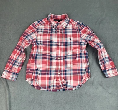 Ralph Lauren Shirt Baby 3T Red Plaid Lightweight Natural Stretch Preppy Academia - Image 1 of 4