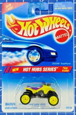 Tarjeta azul 1:64 Hot Wheels 90s Hot Hubs Series 4/4 Suzuki Quad Racer amarilla #311 Foto 1 de 3