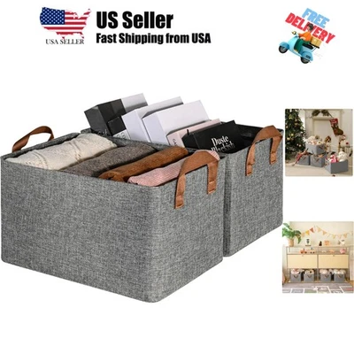 Storage Baskets for Shelves, Closet Organizer Bins, Clothes Storage Bins with... - Image 1 of 4