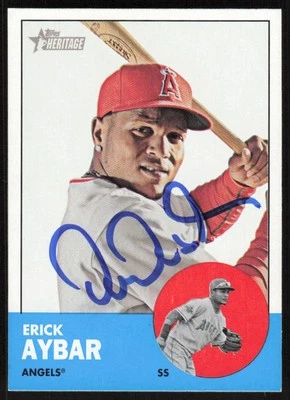 2012 Topps Heritage Erick Aybar Auto Los Angeles Angels #167 COA Card Signed - Image 1 of 2