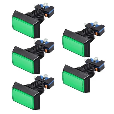 Game Push Button 49x33 Rectangle 12V LED Illuminated Push Button Green 5pcs - Image 1 of 3
