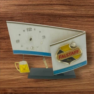 Falstaff 50s Beer Clock Sign Table Light Toasting Motion Mug Schutz Repair Video - Picture 1 of 10