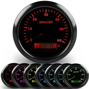 WATERWICH Tachometers 85mm 3.34in Boat Marine Car 0-6000 RPM Meter Kit 7 Colo... - Picture 1 of 7