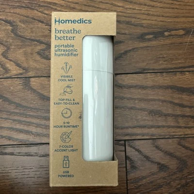 Portable Ultrasonic Humidifier USB Powered 10 Hr Run Time, White - Image 1 of 4