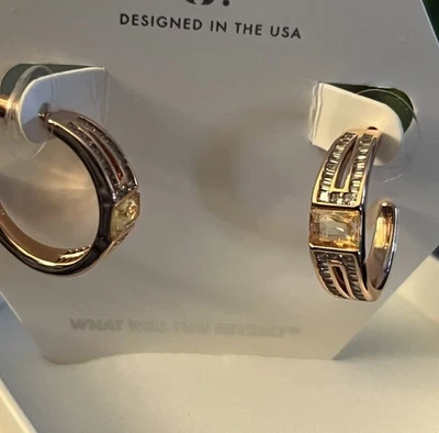 Bomb Party November 2025 Earrings Rare Unicorn Genuine Citrine Rose Gold Pl. - Image 1 of 2