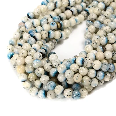 Natural Blue Ice (Nakaurite) Smooth Round Beads Size 6mm 8mm 10mm 15.5'' Strand - Image 1 of 4