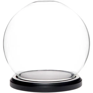 Plymor 5" x 6" Glass Display Dome Globe Cloche (Black MDF Wood Base) - Picture 1 of 3