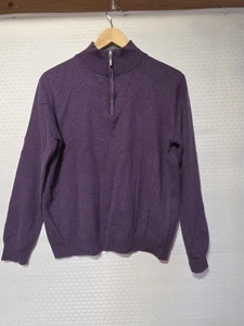 Alan Flusser Men’s XL Sweater Purple Gray 1/4 Zip Pullover 50% Merino Wool - Picture 1 of 10