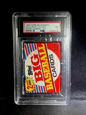 1988 Topps Big Baseball Series 2 Cello Pack PSA 7 NM Roger Clemens On Top - Image 1 of 2