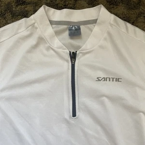 Santic Jersey Mens L Large White Semi Fitted Cycling Short Sleeve Bike 1/4 Zip - Picture 1 of 8