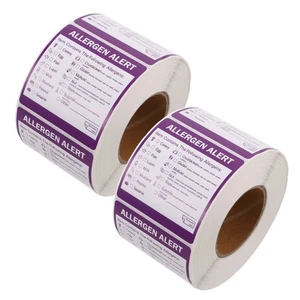 2 Rolls Food Allergen Information Labels 2 Inch Removable Food Allergy Warning - Picture 1 of 12