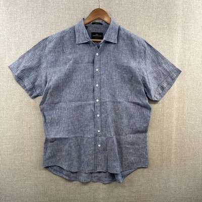 Rodd & Gunn Linen Shirt Mens XL Blue Albini Fabric Short Sleeve Button Up Resort - Image 1 of 4