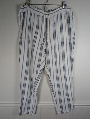 Женские брюки без застежек Faded Glory из белой льняной смеси - размер большой - Изображение 1 из 4