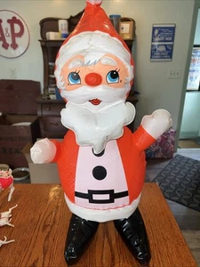 Vintage Inflatable Santa / 29" Vinyl Blow-up Decoration / Christmas 1950's - Picture 1 of 4