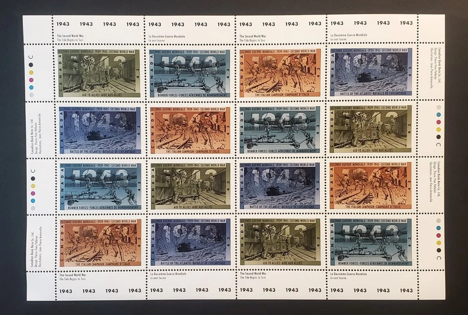 Stamps Canada Mint: World War ll Series: 1940-'45 6 full panes of 16  VF MNH - Image 1 of 4