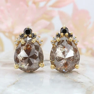 3.93 Ct Pear Cut Brown Color Diamond Earring 14K Rose Gold Engagement Earring - Picture 1 of 10