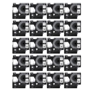20PK Black on White Nylon Industrial Label 18488 for DYMO Rhino 3000 12mm Tape - Picture 1 of 12