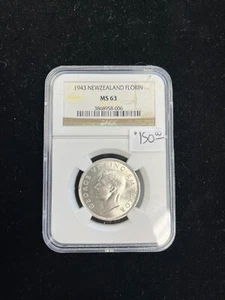 1943- New Zealand Florin- MS 63- NGC - Picture 1 of 2