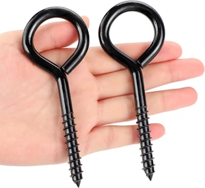 Eye Hooks 5 Inch Heavy Duty Eye Hooks For Hanging Large Black Eye Bolts Screw In - Picture 1 of 11