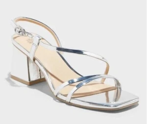 Sandali donna Wild Fable Blaire con cinturino e tacco a blocco argento 5 - Foto 1 di 8