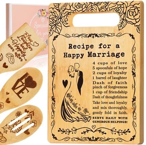 Wedding Couple Gift Cutting Board for Bride and Groom Engagement Anniversary - Picture 1 of 7