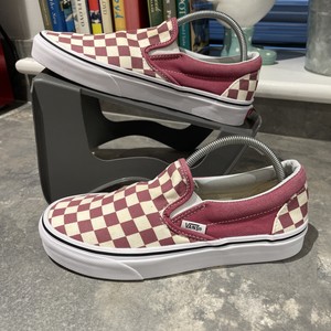 burgundy and white checkered vans