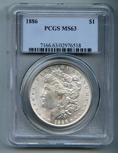 1886 Morgan Silver Dollar PCGS MS 63 - Picture 1 of 4