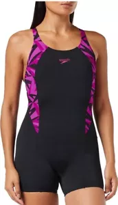 Speedo Women's Hyperboom Splice Legsuit Swimming Costume Swimsuit Pink BNWT Uk10 - Picture 1 of 4