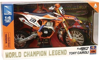 New Ray  1:6 KTM 450 MX Toy Model Die-Cast Motocross GP STAR TONY CAIROLI - Image 1 of 4