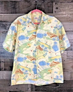 Vintage Campia Moda Men's Hawaiian Golf Theme Shirt Button Up Short Sleeve Sz L - Picture 1 of 8