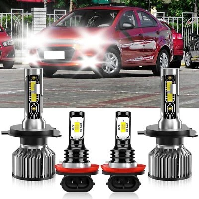 Para Chevrolet Aveo 2017-2019 4x Faros LED Luz Alta Baja + Kit de Bombillas Antiniebla Foto 1 de 4