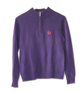 Fred Perry high Neck 1/2 Zip Pullover Wool/ Cashmere Sweater  - sz S - Picture 1 of 8