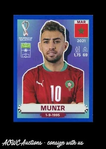 2022 FIFA World Cup Stickers Blue #MAR 19 Munir (Morocco) - Picture 1 of 2