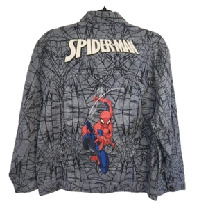 Marvel Youth Spider Man Denim Lightweight Jacket Size 16 Charcoal/Black NWT - Picture 1 of 10