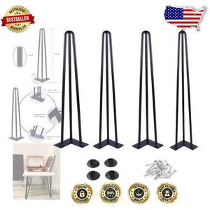 DIY Ready 4 Pack of 18 Inch Hairpin Legs with Floor Protectors for Elegant Touch - Picture 1 of 9
