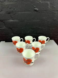 6 x Wedgwood Susie Cooper Corn Poppy Large Cups 7.5 cm Wide x 7.5 cm High Set - Picture 1 of 5