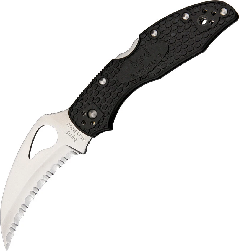 Byrd Hawkbill Lockback Black FRN Handle Stainless Serrated Folding Knife 22SBK - Image 1 of 1