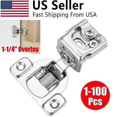 Lote de bisagras de gabinete con marco frontal de 2 levas de 1-1/4" superposición cierre suave 105 grados Foto 1 de 4