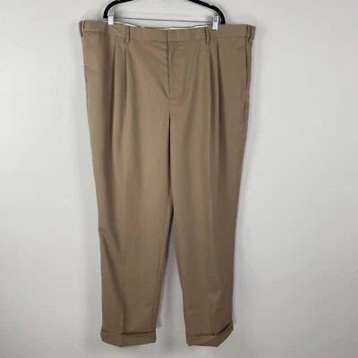 Eddie Bauer Pleated Relaxed Fit Pants Size 46x33 Cuffed Tan Wool Lined - Image 1 of 4