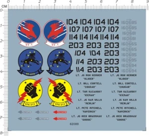 1/72 USAF Fuerza Aérea F-14 VF-1 VF-213 VFA-213 Kit Modelo de Combate Calcomanía Deslizador de Agua - Imagen 1 de 1