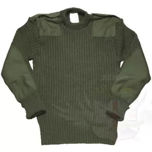 Britische Armee Überschussausgabe olivgrüner Kampfpullover, Wollpullover, Rundhalsausschnitt - Bild 1 von 1