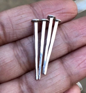 999 Pure Silver Nail for Puja, Vastu, Rahu, Chandi ki Keel, 4 Pc Hindu Religious - Picture 1 of 5