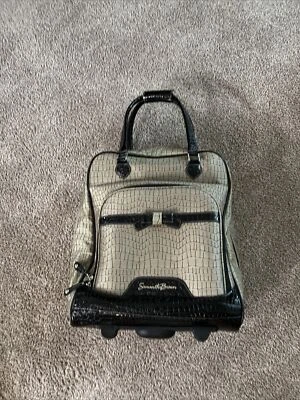 "Bolso de mano Samantha marrón en relieve rodante 21"" tostado/negro como en la foto" Foto 1 de 4